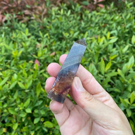 Natural Aurora Fluorite Tower Carving