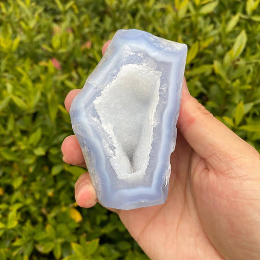 Natural Blue Lace Agate Geode Carving