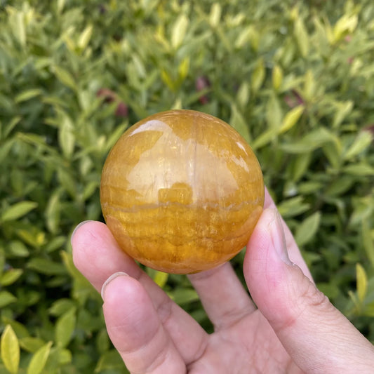 Natural Yellow Fluorite Crystal Sphere
