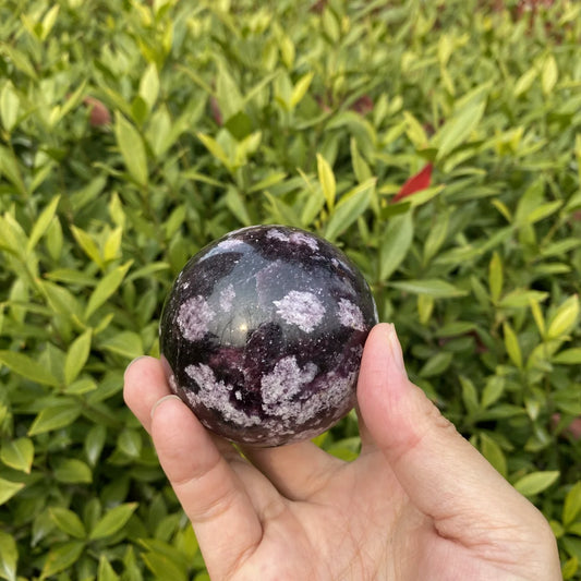Natural Snowflake Lepidolite Crystal Sphere