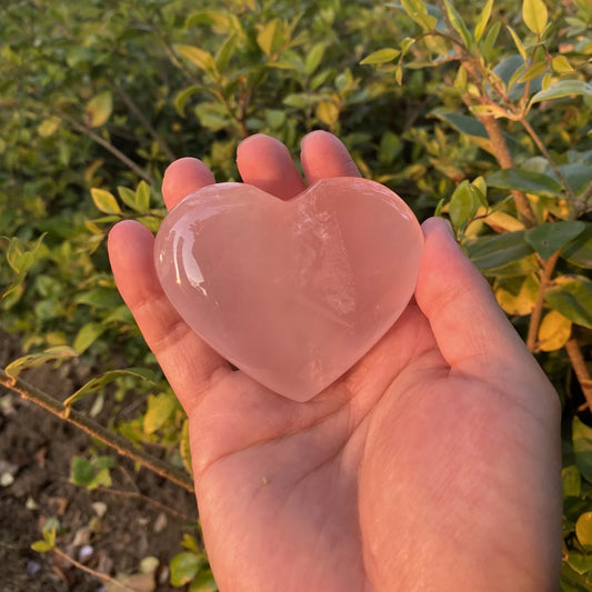 Natural Rose Quartz Heart Carving