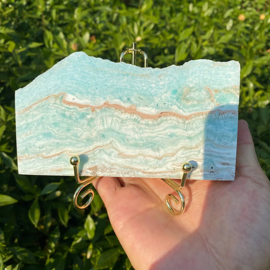 Natural Hemimorphite Slice Carving with Stand