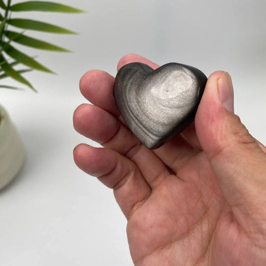 Natural Silver Sheen Obsidian Heart