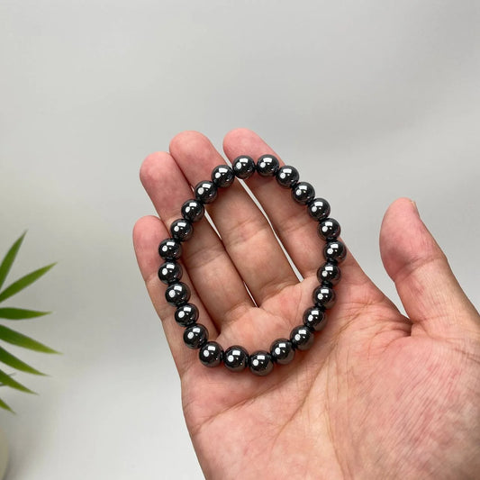 Natural Hematite Mirror-Shine Beaded Bracelet