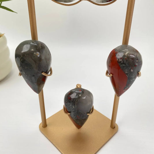 Natural African Bloodstone Cloud Raindrops Carving with Stand