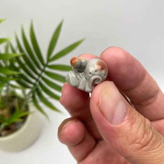 Natural Alashan Agate Snail Carving