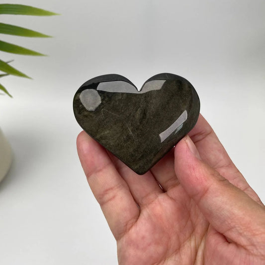 Natural Gold Sheen Obsidian Heart