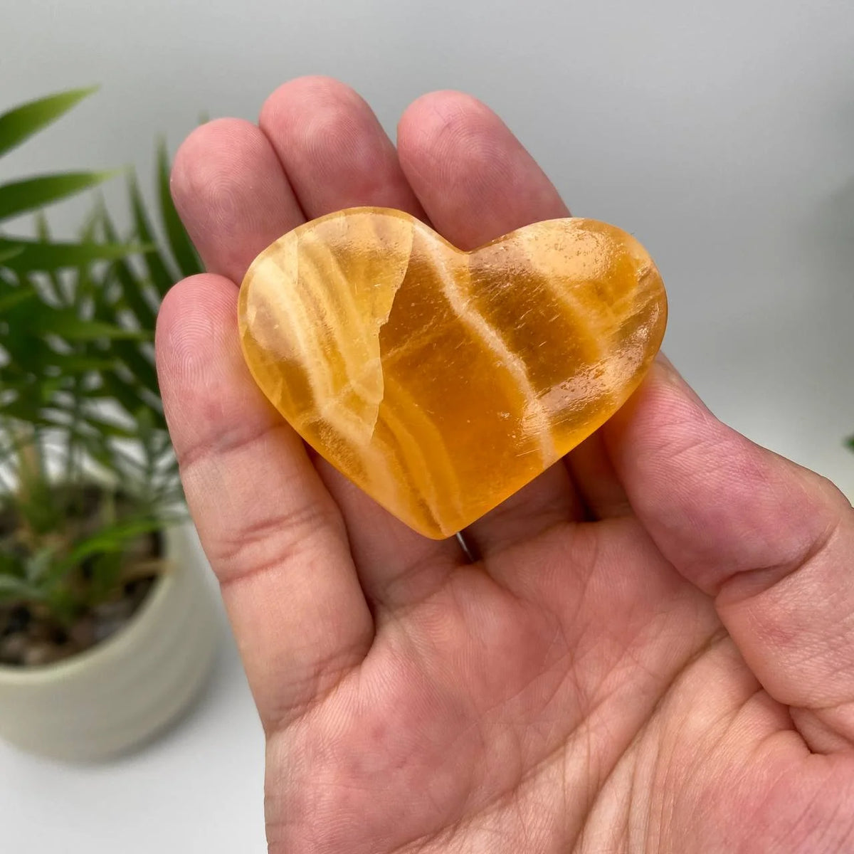 Natural Yellow Calcite Heart