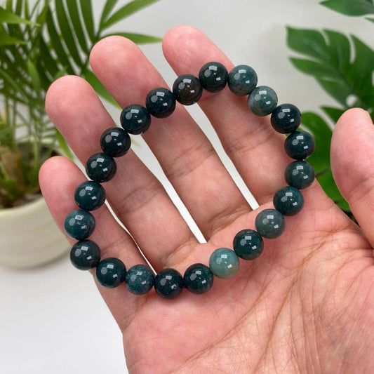 Natural Moss Agate Crystal Beaded Bracelet