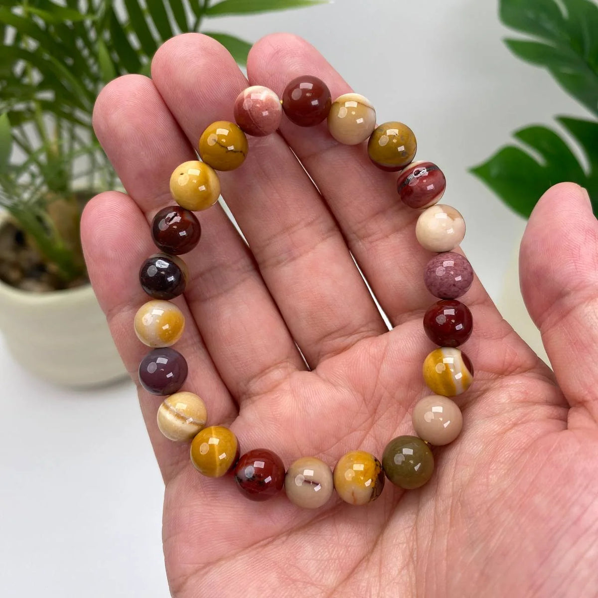 Natural Mookaite Crystal Beaded Bracelet