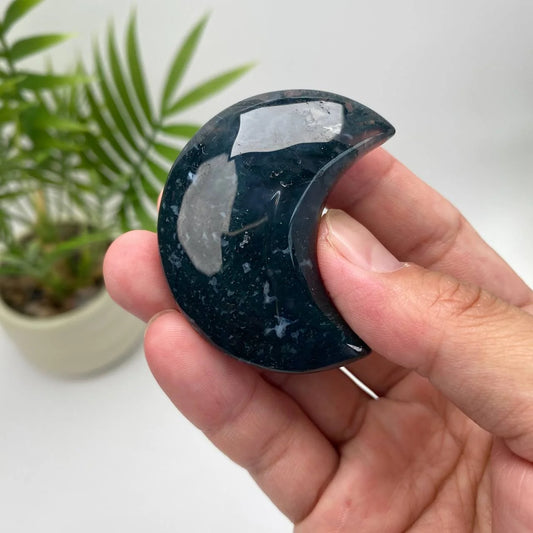 Natural Moss Agate Moon