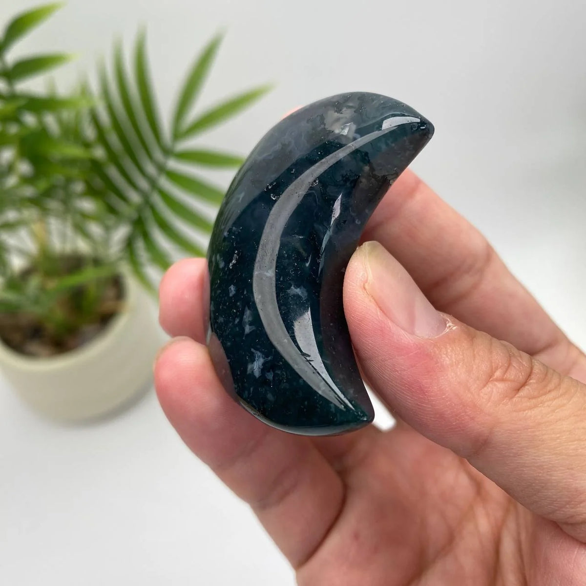 Natural Moss Agate Moon
