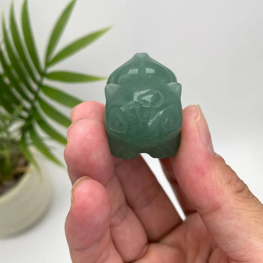 Natural Green Aventurine Bulbasaur Carving