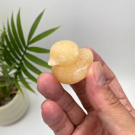 Natural Yellow Calcite Little Yellow Duck Carving