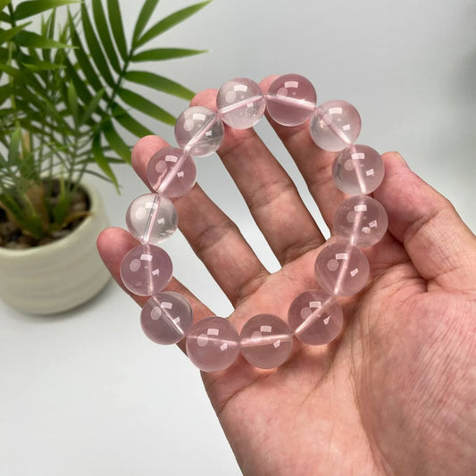 Natural Rose Quartz Crystal Beaded Bracelet