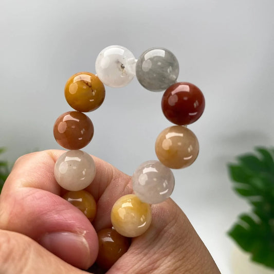Natural Multi-Color Rabbit Hair Crystal Beaded Bracelet