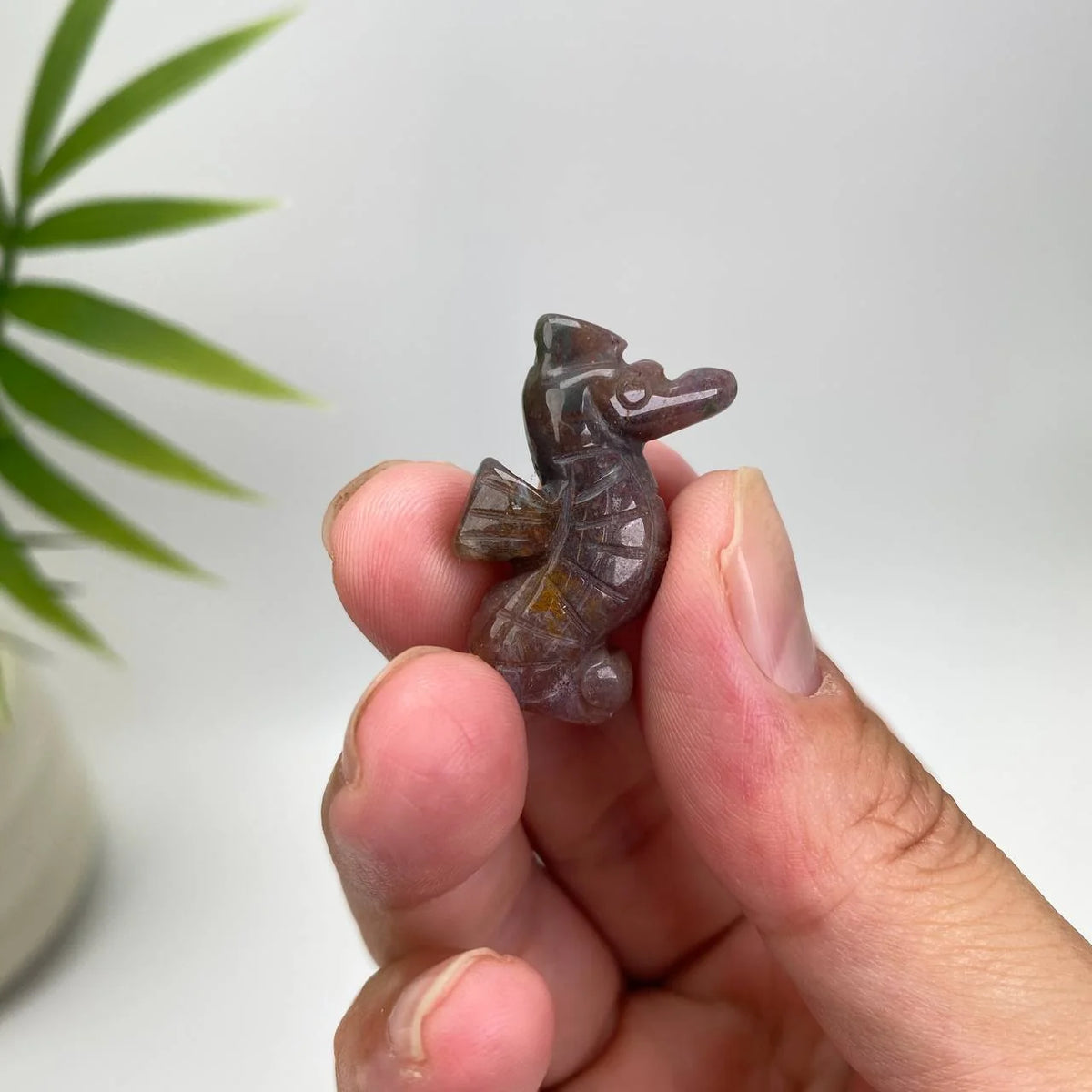 Natural Ocean Jasper Seahorse Carving