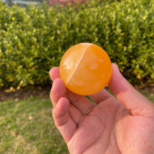 Natural Yellow Calcite Sphere Carving