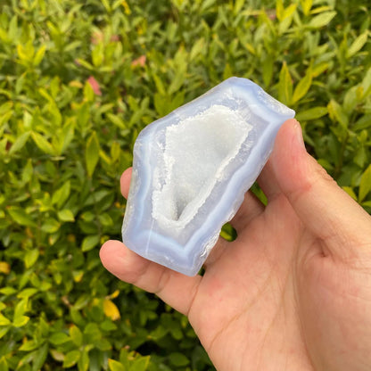 Natural Blue Lace Agate Geode Carving