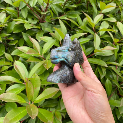 Natural Labradorite Unicorn Carving