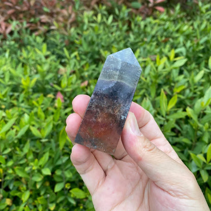 Natural Aurora Fluorite Tower Carving