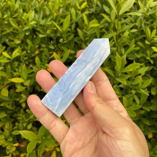 Natural Blue Lace Agate Tower Carving