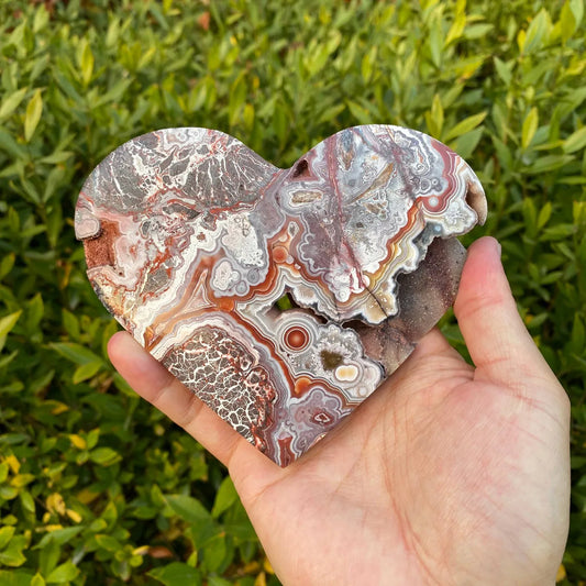 Natural Mexican Agate Heart Carving