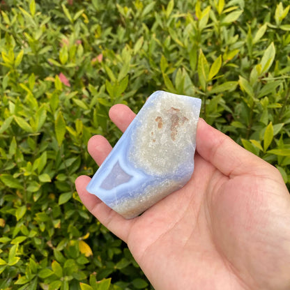 Natural Blue Lace Agate Geode Carving