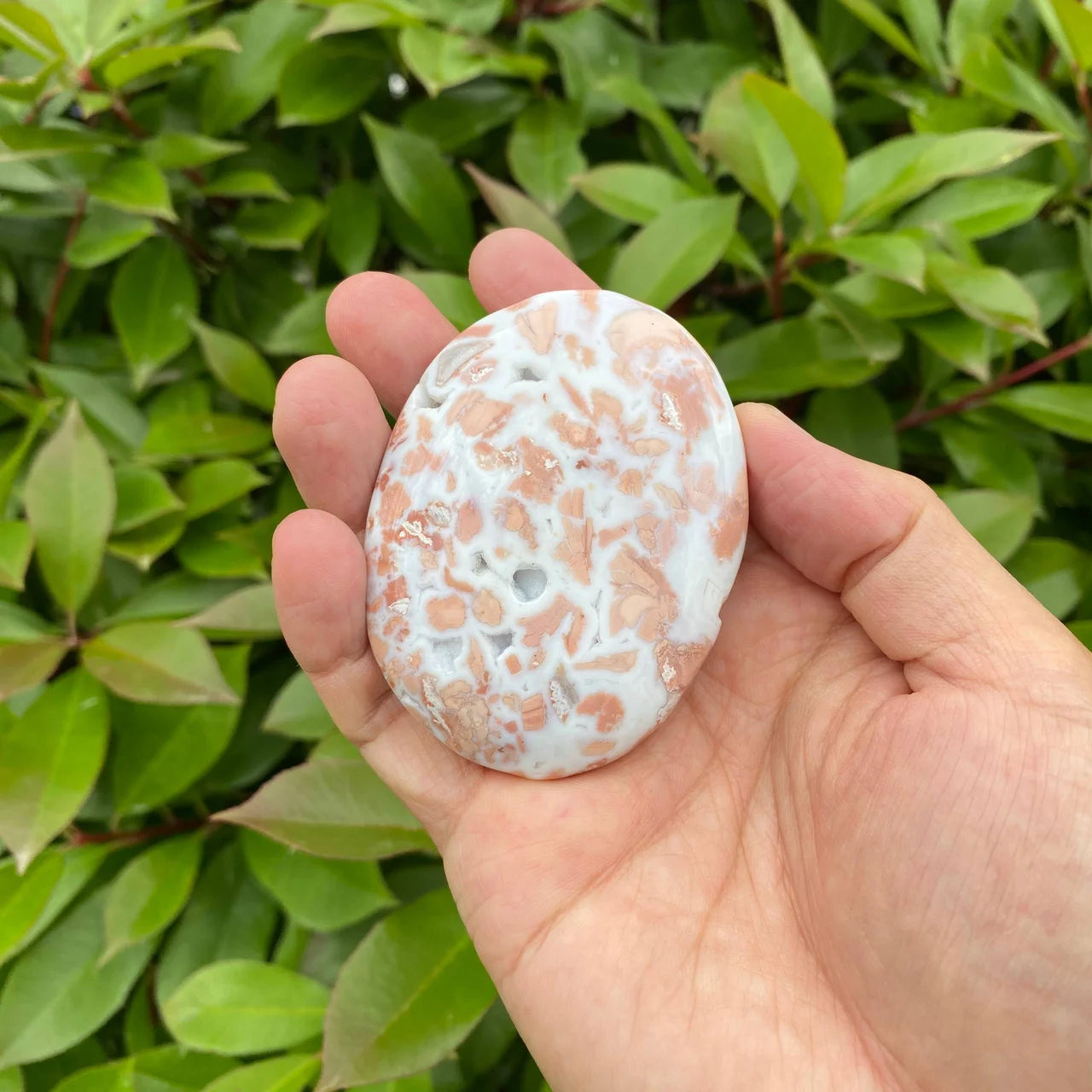 Natural Pink Agate Palm Stone
