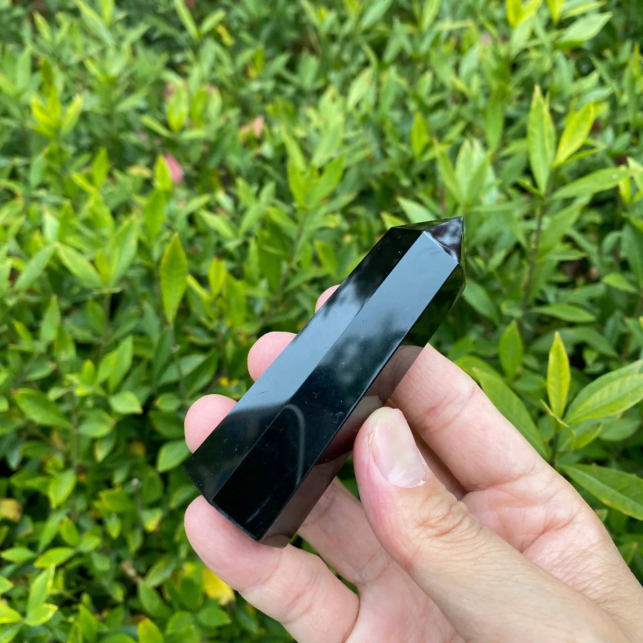 Natural Black Obsidian Tower Carving