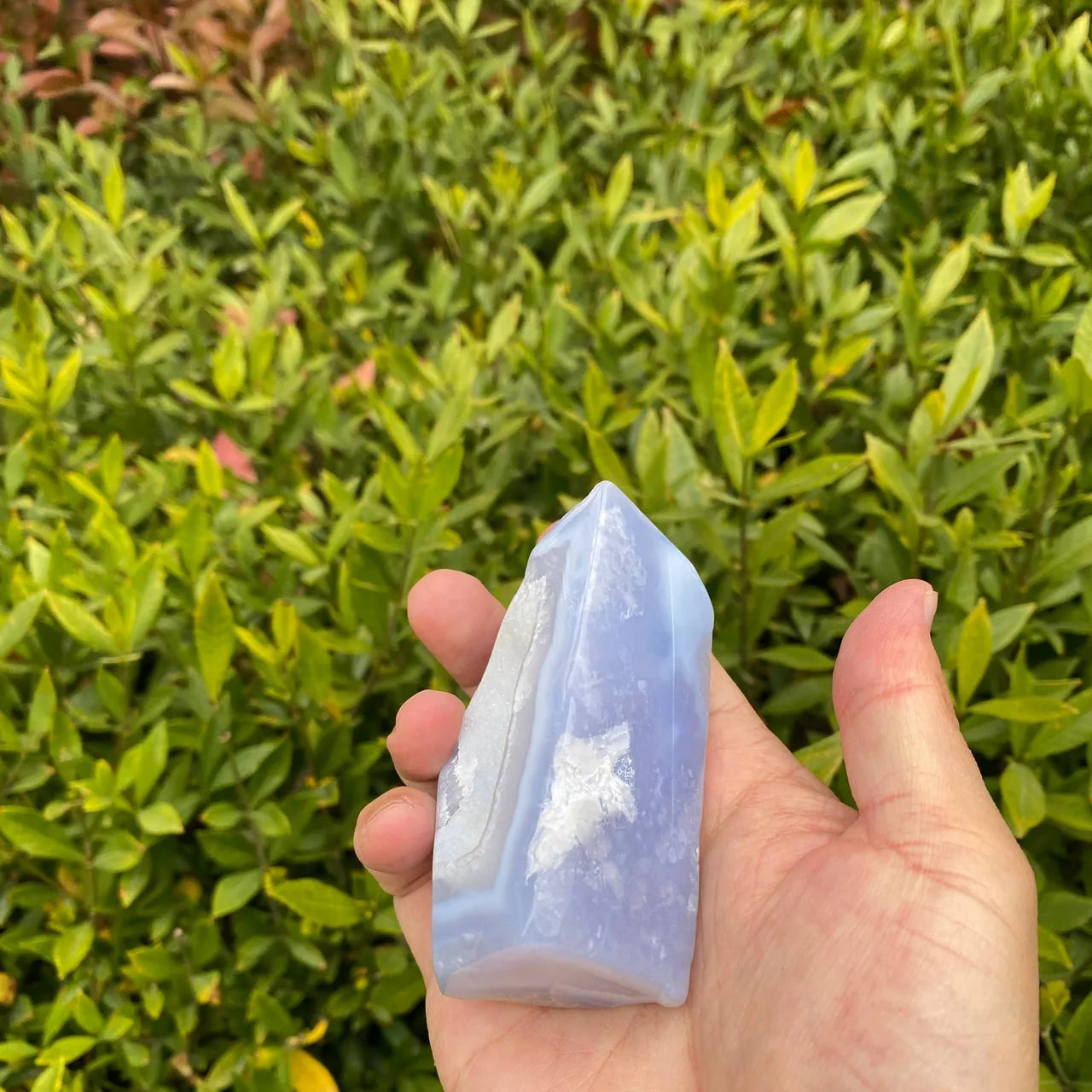 Natural Blue Lace Agate Geode Carving