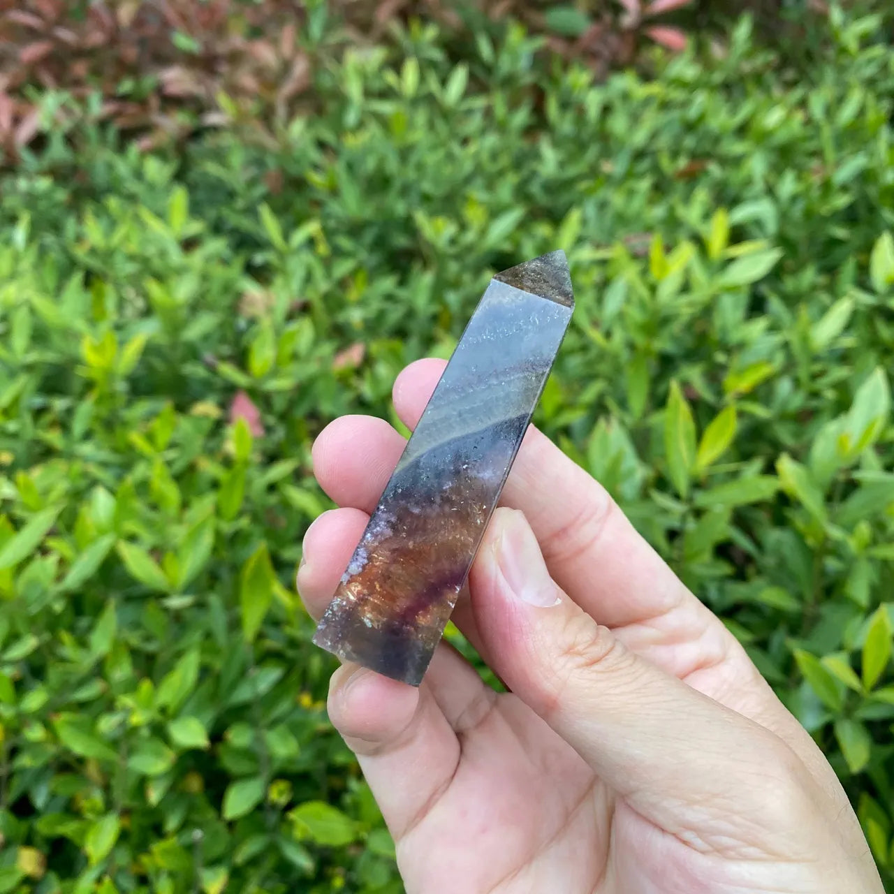 Natural Aurora Fluorite Tower Carving