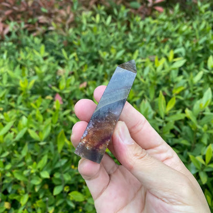 Natural Aurora Fluorite Tower Carving