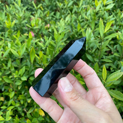 Natural Black Obsidian Tower Carving
