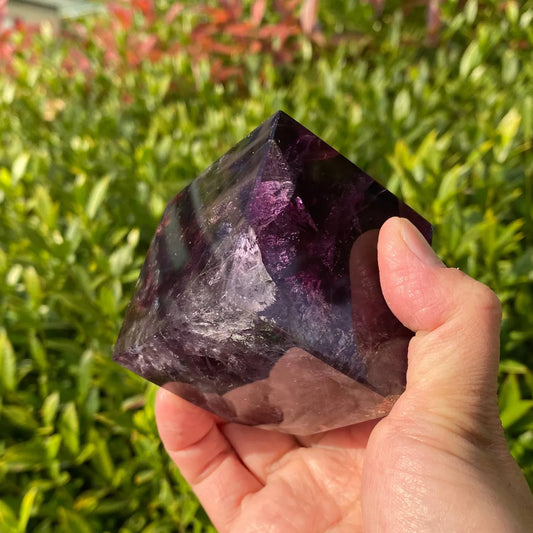 Natural Purple Fluorite Cube Carving