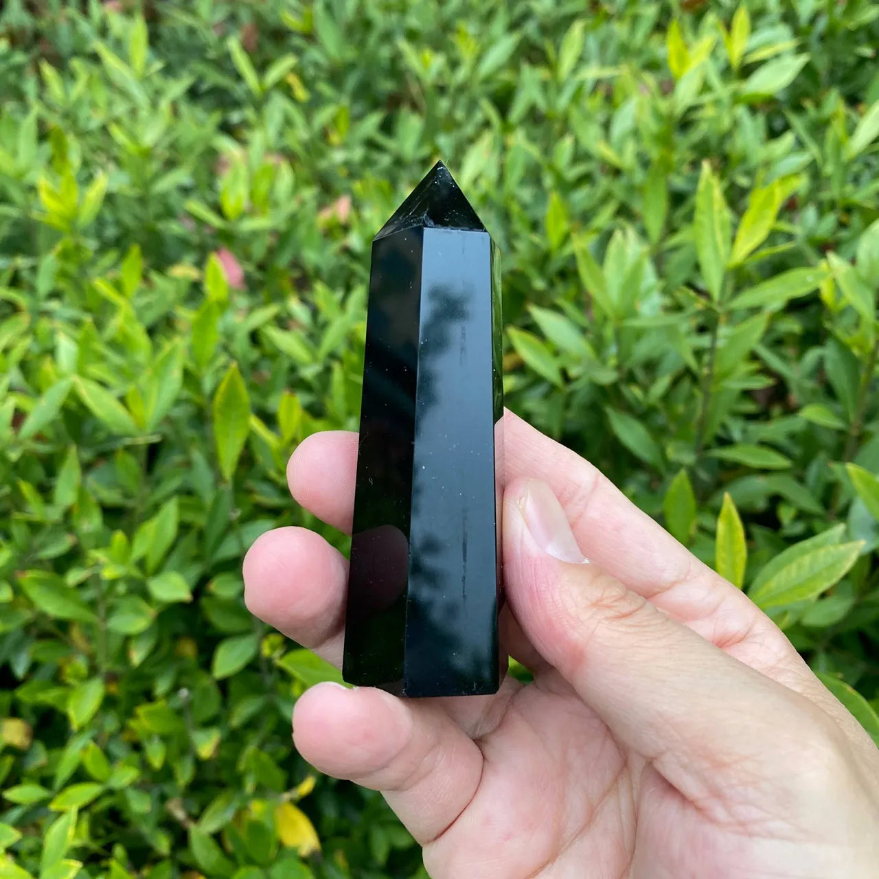 Natural Black Obsidian Tower Carving