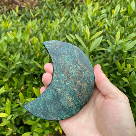 Natural Green Mica Moon Carving