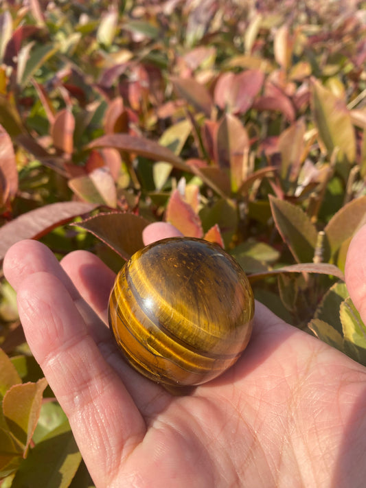 Tiger Eye Sphere – Protection, Confidence & Grounding Crystal Ball