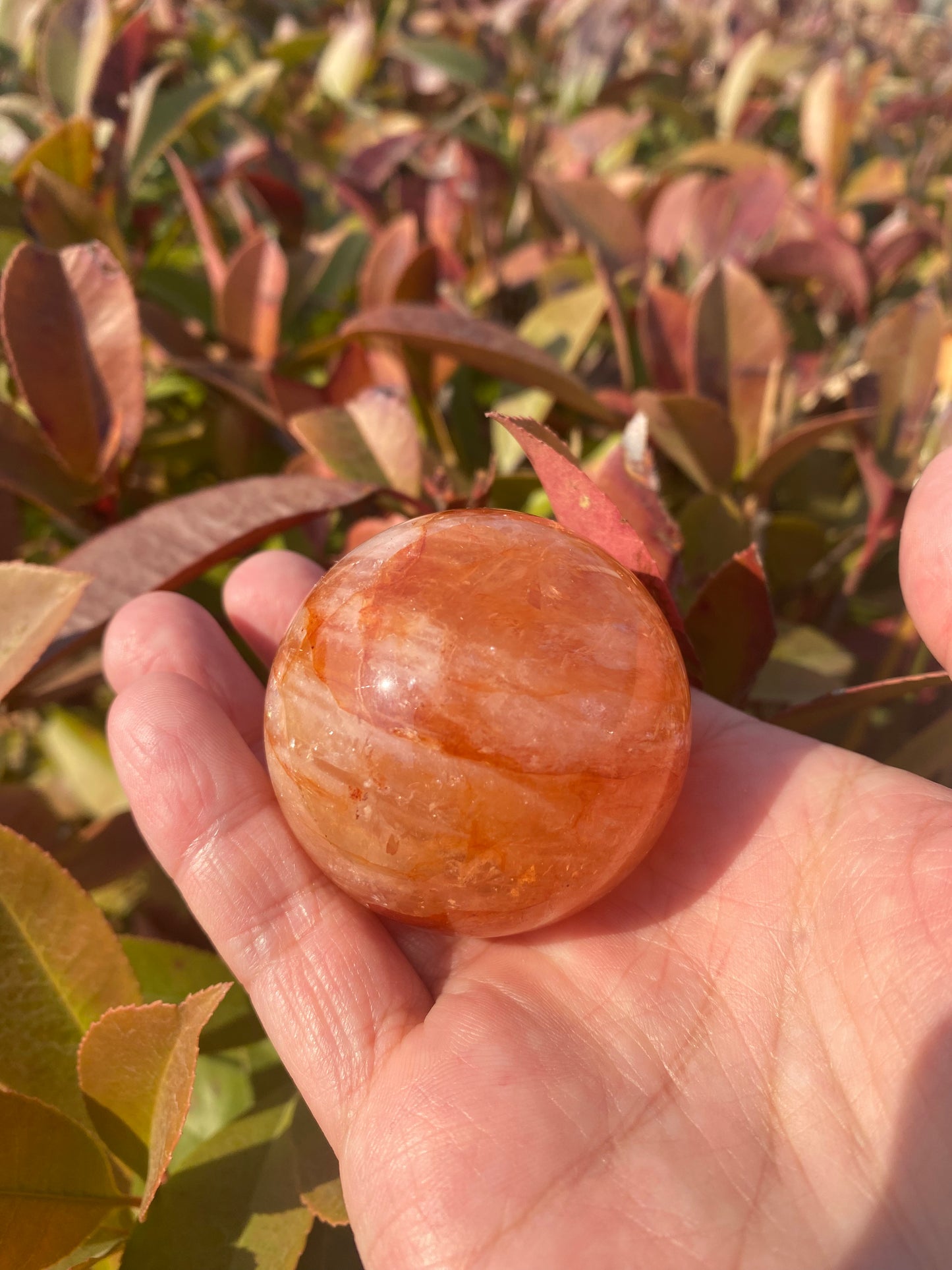 Red Flower Agate Sphere – Natural Crystal Ball for Healing & Home Decor