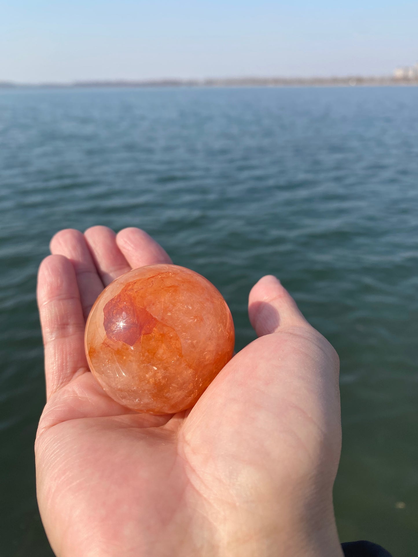 Red Flower Agate Sphere – Natural Crystal Ball for Healing & Home Decor