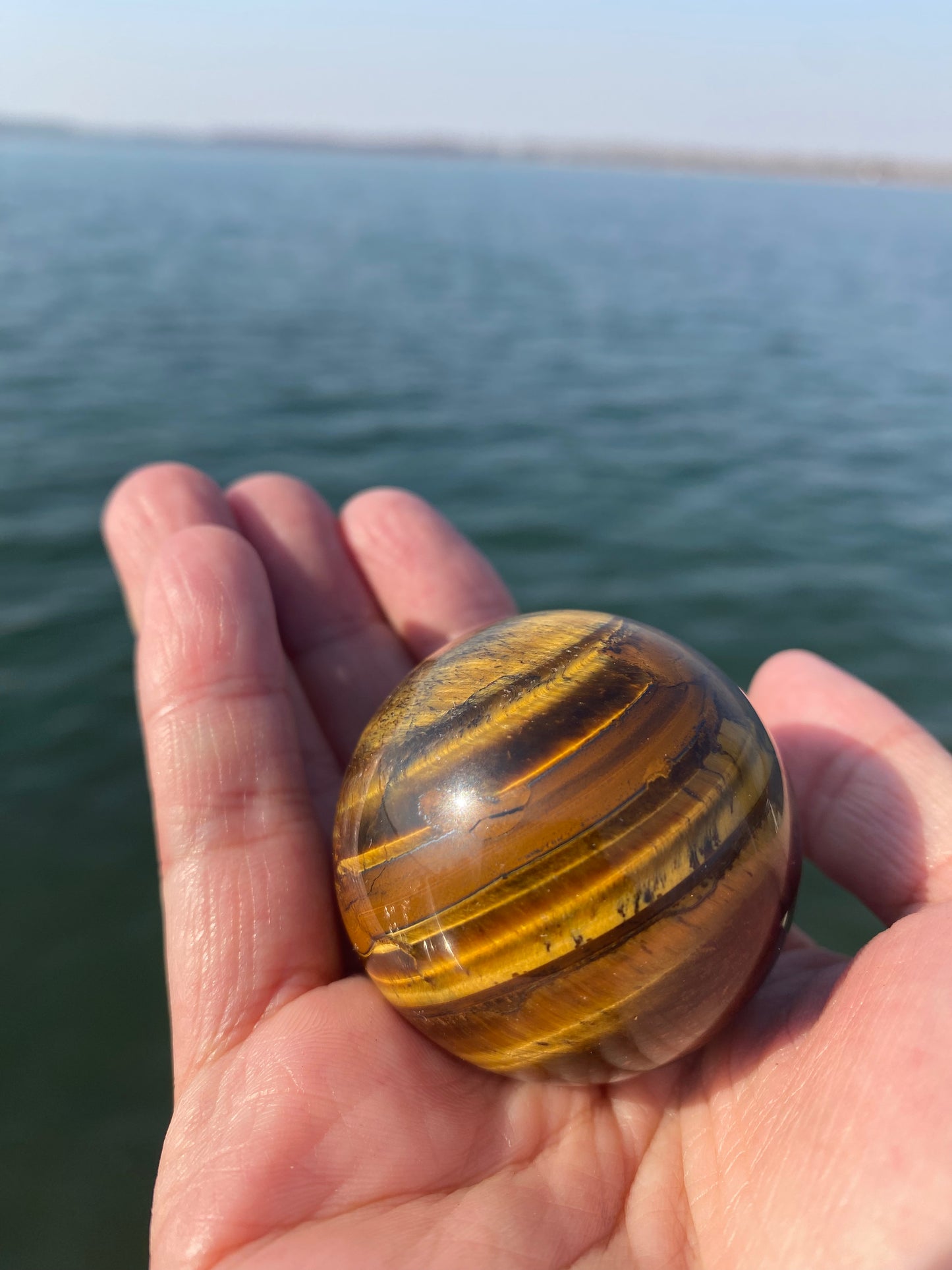 Tiger Eye Sphere – Protection, Confidence & Grounding Crystal Ball