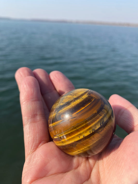 Tiger Eye Sphere – Protection, Confidence & Grounding Crystal Ball