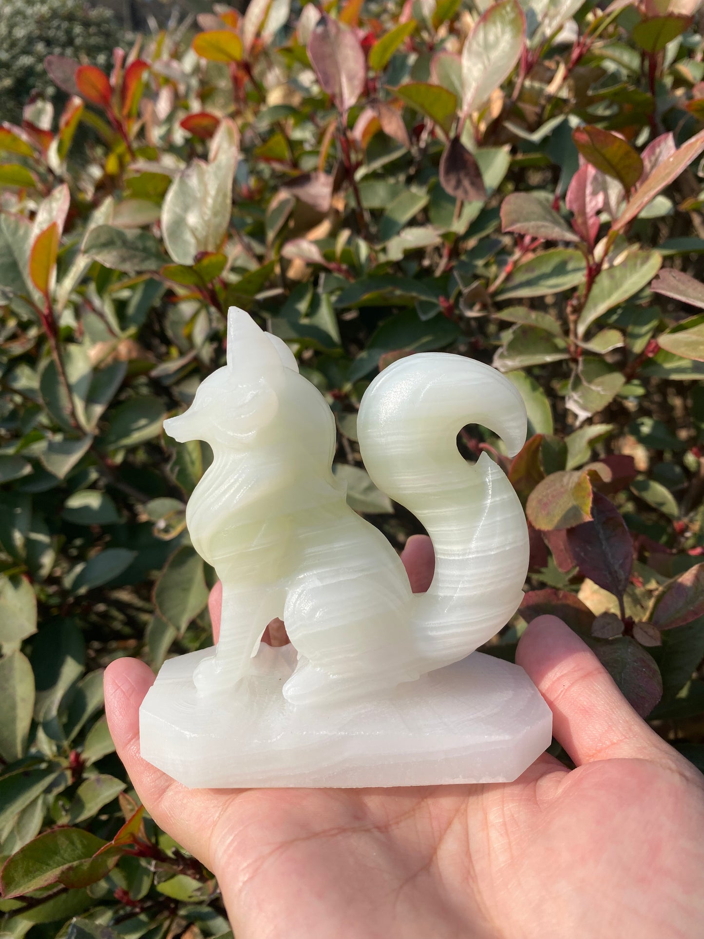 Afghan White Jade Fox Sculpture – Hand-Carved Crystal Figurine for Luck & Protection