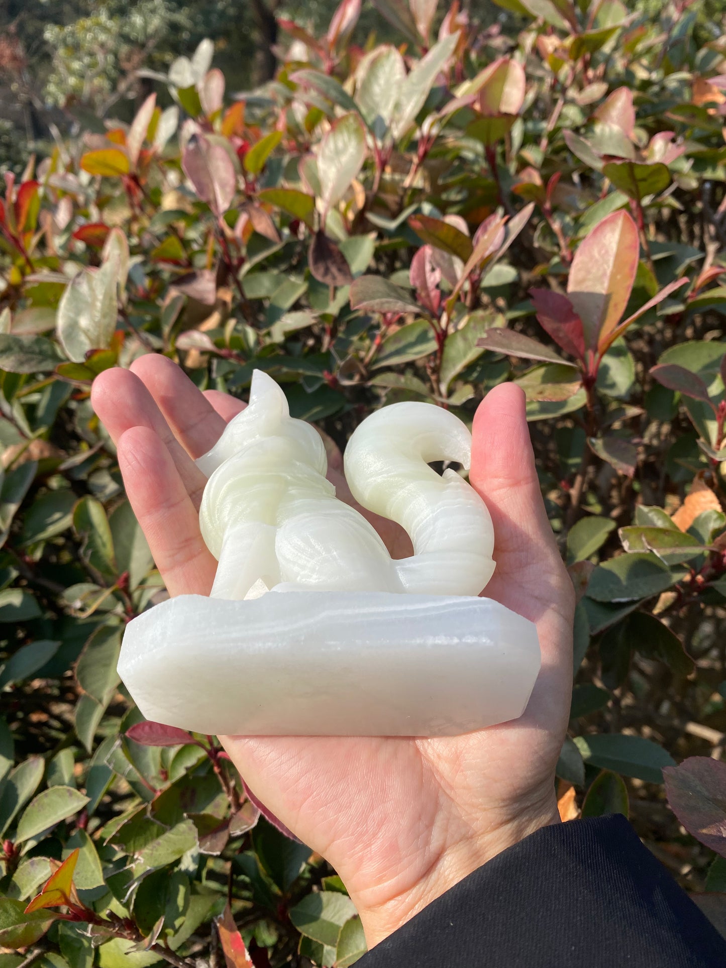 Afghan White Jade Fox Sculpture – Hand-Carved Crystal Figurine for Luck & Protection