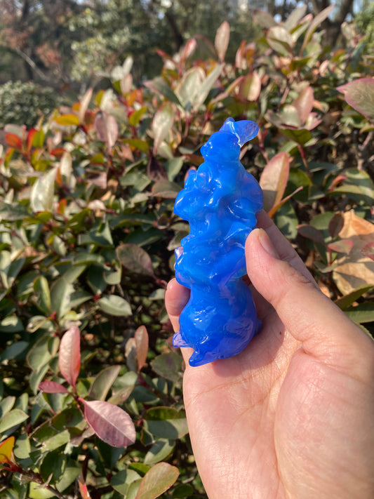 Blue Opalite Rabbit Carving – Hand-Carved Crystal Bunny Figurine for Calm, Clarity & New Beginnings