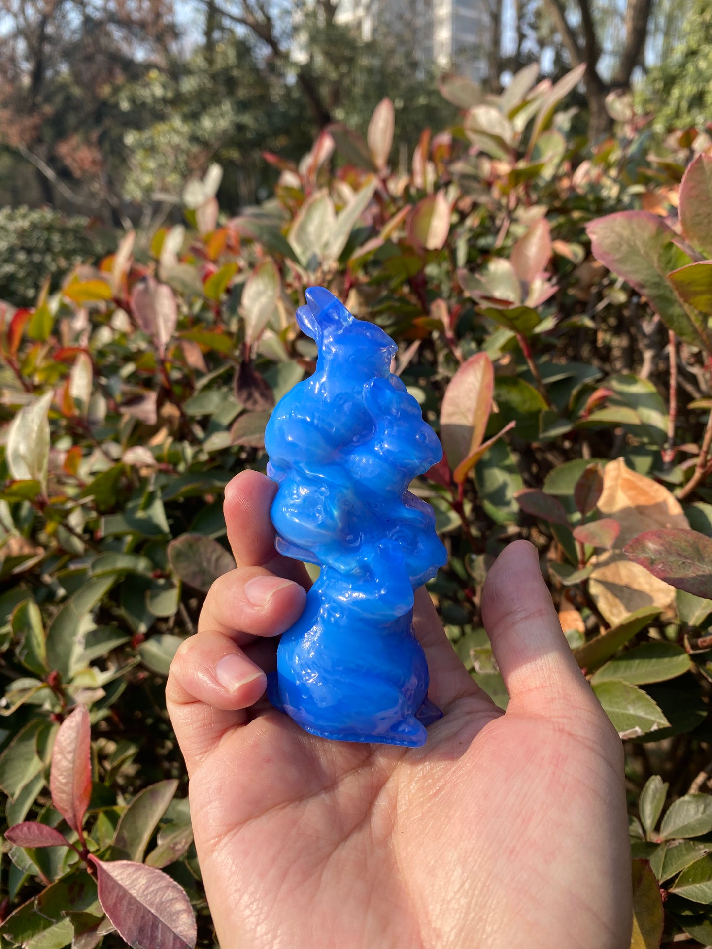 Blue Opalite Rabbit Carving – Hand-Carved Crystal Bunny Figurine for Calm, Clarity & New Beginnings
