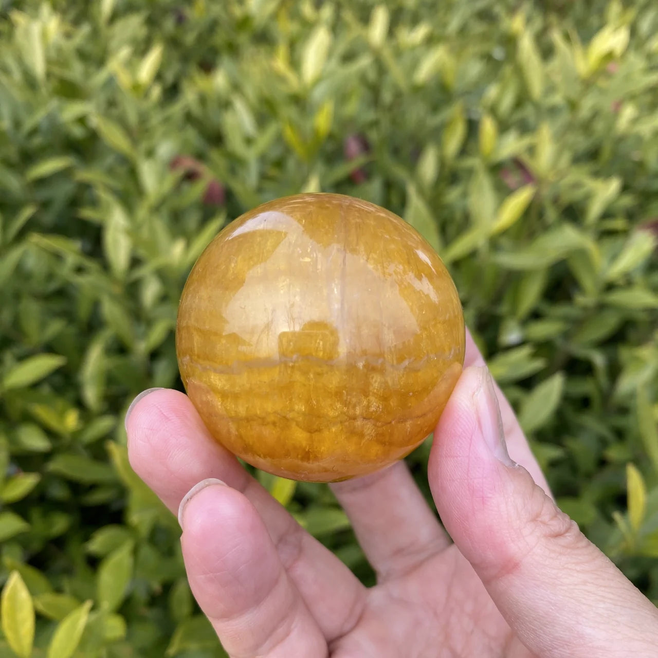 Natural Yellow Fluorite Crystal Sphere