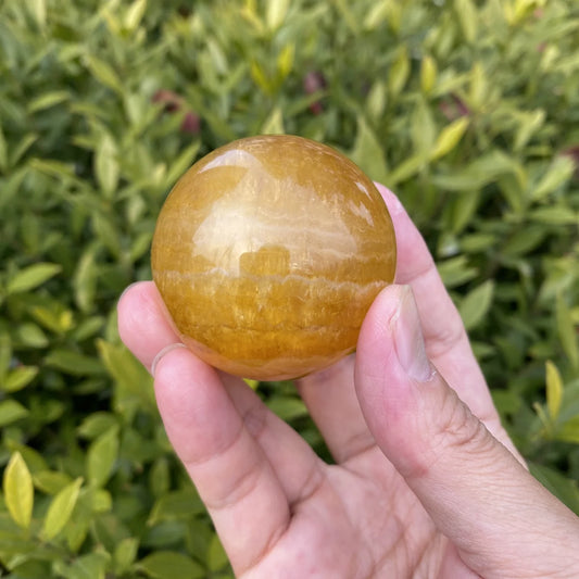 Natural Yellow Fluorite Crystal Sphere