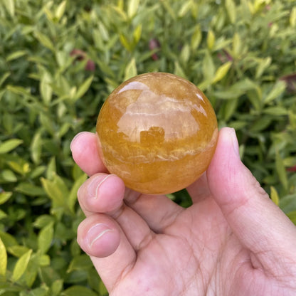 Natural Yellow Fluorite Crystal Sphere