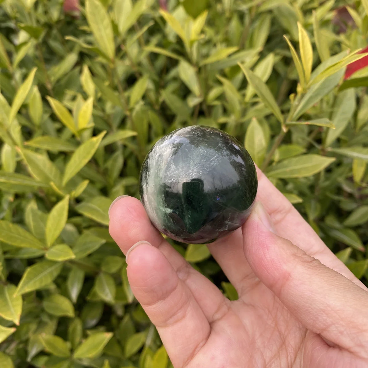 Natural Feather Fluorite Sphere